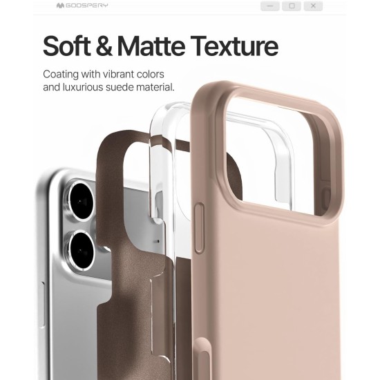 Mercury Pure Silicone Case (Microfiber Soft Touch) with MagSafe priekš Apple iPhone 17 Air - Rozā Smiltis - matēts silikona aizmugures apvalks (bampers vāciņš)