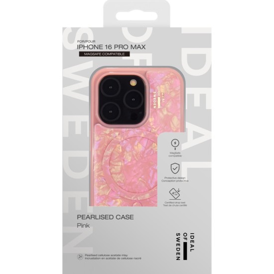 iDeal of Sweden Pearlised MagSafe Back Case priekš Apple iPhone 16 Pro Max - Pink - silikona-plastikāta aizmugures apvalks / bampers-vāciņš