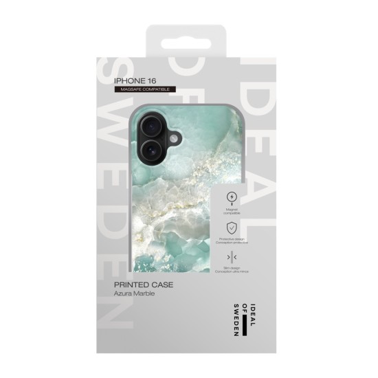 iDeal of Sweden Fashion MagSafe Back Case priekš Apple iPhone 16 - Azura Marble - plastikāta aizmugures apvalks / bampers-vāciņš
