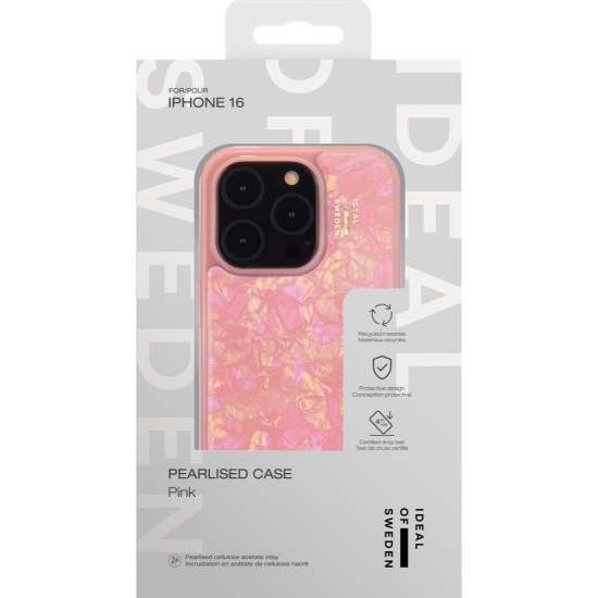 iDeal of Sweden Pearlised Back Case priekš Apple iPhone 16 - Pink - silikona-plastikāta aizmugures apvalks / bampers-vāciņš
