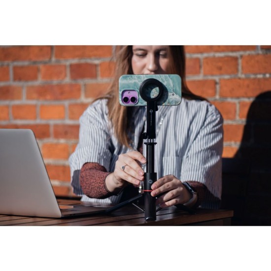 Forcell F-Grip MagSafe S100M Bluetooth remote control Selfie Stick with Tripod - Melns - Selfie monopod Teleskopisks Universāla stiprinājuma statīvs