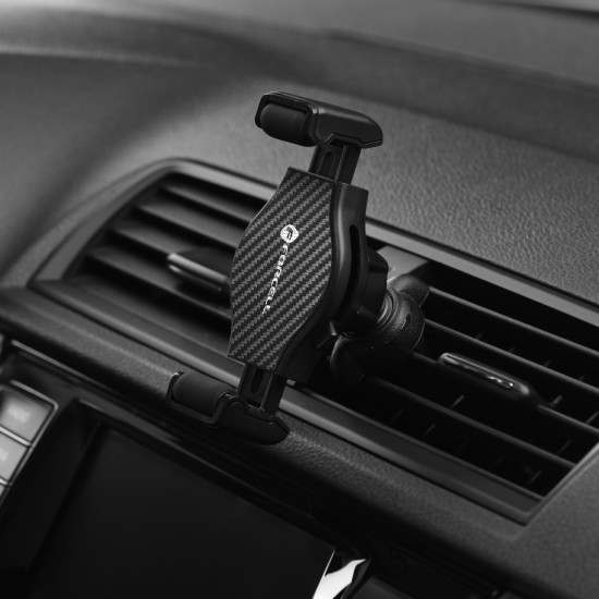Forcell F-Grip Carbon Air Vent Car Phone Holder - Melns - Universāls stiprinājums uz automašīnas ventilācijas režģa