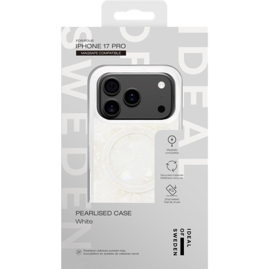 iDeal of Sweden Pearlised MagSafe Back Case priekš Apple iPhone 17 Pro Max - White - silikona-plastikāta aizmugures apvalks / bampers-vāciņš
