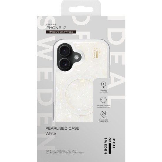 iDeal of Sweden Pearlised MagSafe Back Case priekš Apple iPhone 17 - White - silikona-plastikāta aizmugures apvalks / bampers-vāciņš
