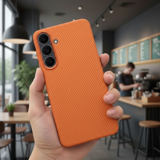 Kevlar MagSafe Back Case priekš Samsung Galaxy S26 Plus 5G - Oranžs - plastikāta aizmugures apvalks / bampers-vāciņš