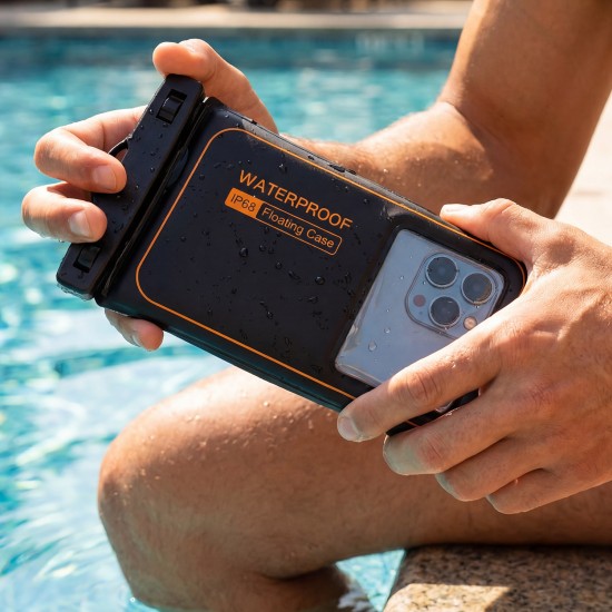 Waterproof Floating Waterproof Case 6.9 inch Vasaras Universāls Vakuuma Ūdens izturīgs maks / kabatiņa - Melns