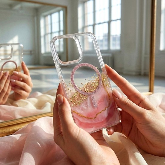 Epoxy MagSafe Back Case priekš Samsung Galaxy S26 Plus 5G - Zelts / Rozā - silikona aizmugures apvalks no epoksīda sveķiem / bampers-vāciņš