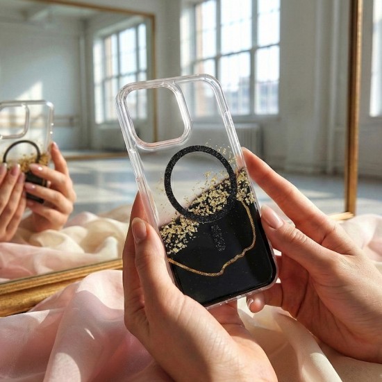 Epoxy MagSafe Back Case priekš Samsung Galaxy S26 Ultra 5G - Melns / Zelts - silikona aizmugures apvalks no epoksīda sveķiem / bampers-vāciņš