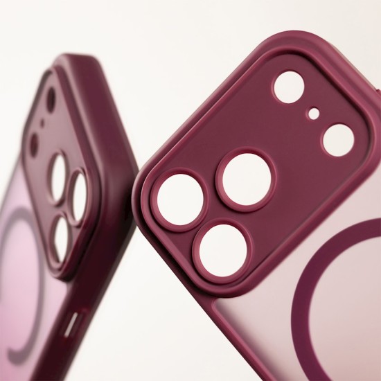 Mag Matt Case with MagSafe (camera protection) priekš Apple iPhone 17 - Bordo - matēts silikona-plastikāta aizmugures apvalks / bampers-vāciņš