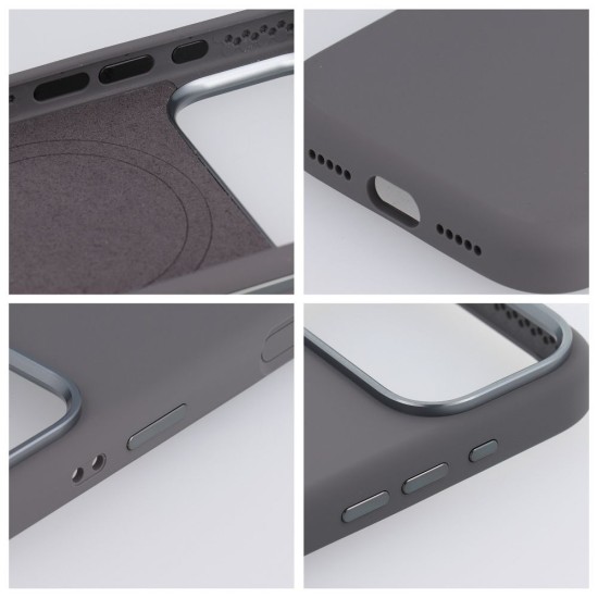 Forcell F-Protect Frame Premium Back Case with MagSafe priekš Apple iPhone 17 - Pelēks - silikona aizmugures apvalks / bampers-vāciņš