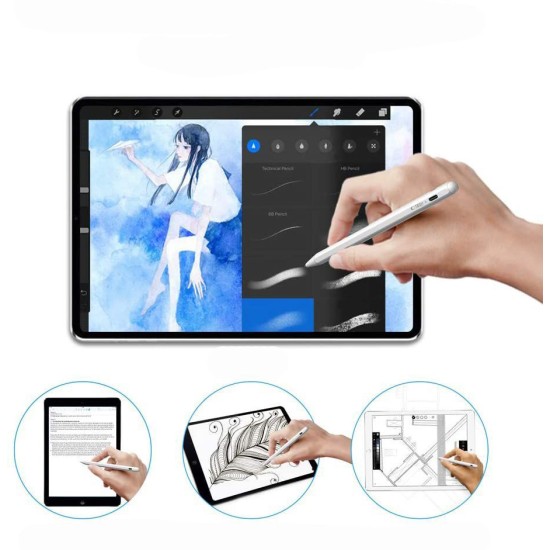 Tech-Protect Digital Magnetic Pen Touch Screen Stylus Drawing for iPad - Balts - Universāls vadības kociņš / pildspalva priekš ekrāniem (Apple Pencil)