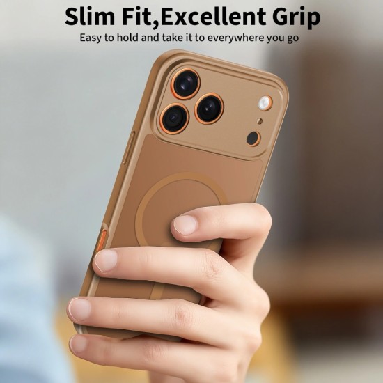 Tech-Protect Basicmag Matte Magsafe Back Case priekš Apple iPhone 17 Pro Max - Brūns - silikona-plastikāta aizmugures apvalks / bampers-vāciņš