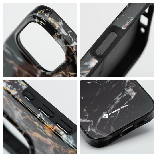 Forcell F-Protect Mirage Back Case with MagSafe priekš Apple iPhone 15 Pro - Black Marble - triecienizturīgs silikona-plastikāta aizmugures apvalks / bampers-vāciņš