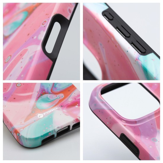 Forcell F-Protect Mirage Back Case with MagSafe priekš Apple iPhone 15 Pro - Pink Marble - triecienizturīgs silikona-plastikāta aizmugures apvalks / bampers-vāciņš
