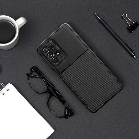 Forcell Noble Back Case priekš Xiaomi Redmi Note 14 4G (164,84mm) - Melns - mākslīgās ādas aizmugures apvalks ar iebūvētu metālsku plāksni / bampers-vāciņš