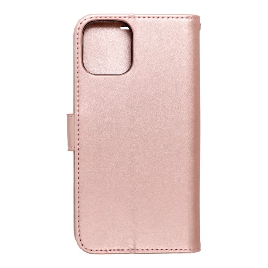 Forcell Mezzo Book Case priekš Apple iPhone 13 - Rozā Zelts / Koks - sāniski atverams maciņš ar stendu un auklu / grāmatveida maks