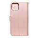 Forcell Mezzo Book Case priekš Apple iPhone 13 - Rozā Zelts / Koks - sāniski atverams maciņš ar stendu un auklu / grāmatveida maks