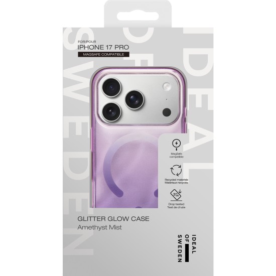 iDeal of Sweden Glitter Glow Back Case with MagSafe priekš Apple iPhone 17 Pro - Amethyst Mist - silikona-plastikāta aizmugures apvalks / bampers-vāciņš