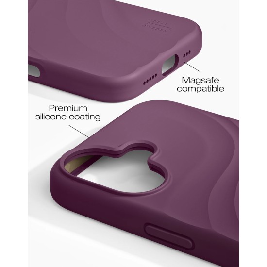 iDeal of Sweden Soft Swirl Silicone MagSafe Back Case priekš Apple iPhone 16 - Velvet Plum - silikona aizmugures apvalks / bampers-vāciņš