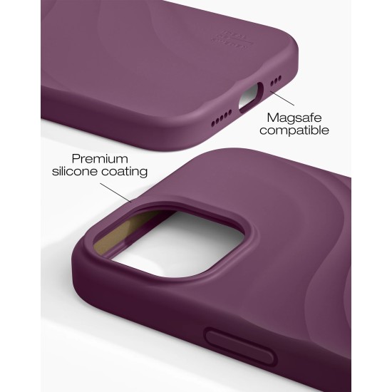 iDeal of Sweden Soft Swirl Silicone MagSafe Back Case priekš Apple iPhone 13 / 14 / 15 / 16e / 17e - Velvet Plum - silikona aizmugures apvalks / bampers-vāciņš