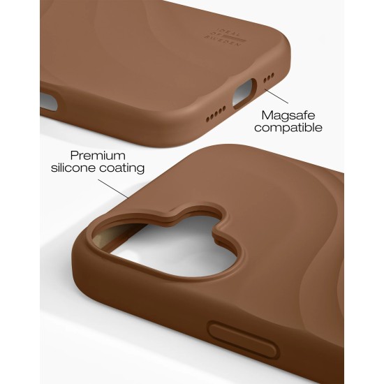 iDeal of Sweden Soft Swirl Silicone MagSafe Back Case priekš Apple iPhone 16 - Salted Caramel - silikona aizmugures apvalks / bampers-vāciņš