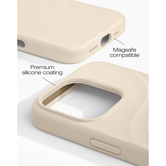 iDeal of Sweden Soft Swirl Silicone MagSafe Back Case priekš Apple iPhone 16 Pro - Cloud Dancer - silikona aizmugures apvalks / bampers-vāciņš