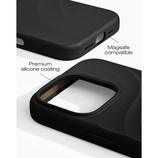 iDeal of Sweden Soft Swirl Silicone MagSafe Back Case priekš Apple iPhone 16 Pro - Velvet Black - silikona aizmugures apvalks / bampers-vāciņš