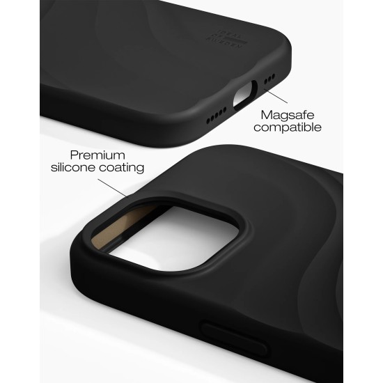 iDeal of Sweden Soft Swirl Silicone MagSafe Back Case priekš Apple iPhone 13 / 14 / 15 / 16e / 17e - Velvet Black - silikona aizmugures apvalks / bampers-vāciņš
