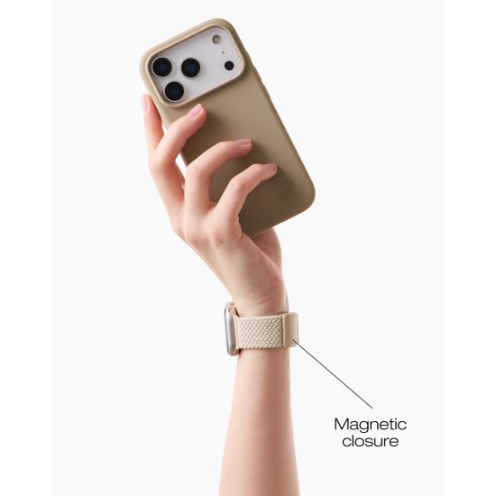 iDeal of Sweden Soft Braid Watch Band priekš Apple Watch 38 / 40 / 41 mm / Series 10 / 11 (42mm) - Perfect Beige - auduma siksniņa (josta) priekš pulksteņiem