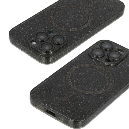 Glitter MagSafe Back Case priekš Apple iPhone 16e / 17e - Чёрный - силиконовая накладка / бампер-крышка
