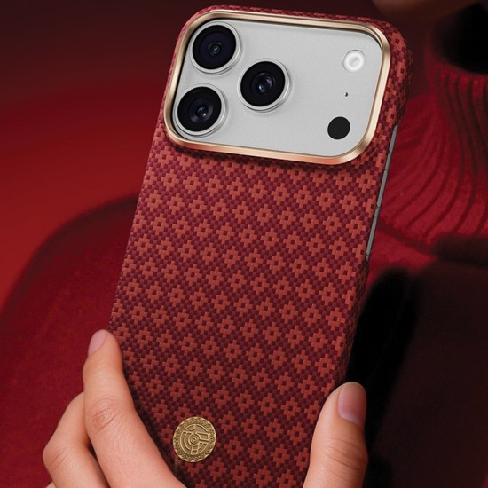 Benks ArmorGrid Air Beyond Kevlar Case with MagSafe priekš Apple iPhone 17 Pro Max / 18 Pro Max - Sarkans - aramīda aizmugures apvalks / bampers-vāciņš