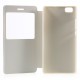 View Window Leather Case for Huawei Ascend P8 Lite - White - sāniski atverams maciņš ar lodziņu un stendu (ādas maks, grāmatiņa, leather book wallet case cover stand)