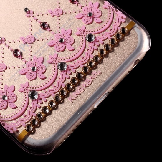 Kingxbar Swarovski Rose series priekš Apple iPhone 6 / 6S - Pink - plastikāta aizmugures apvalks ar kristāliem (bampers, vāciņš, slim TPU case cover, bumper)