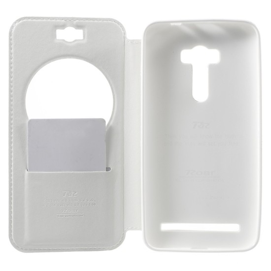 RoarKorea Noble View priekš Asus Zenfone Selfie ZD551KL 5.5-inch Wake/Sleep - Balts - sāniski atverams maciņš ar stendu un lodziņu (ādas maks, grāmatiņa, leather book wallet case cover stand)