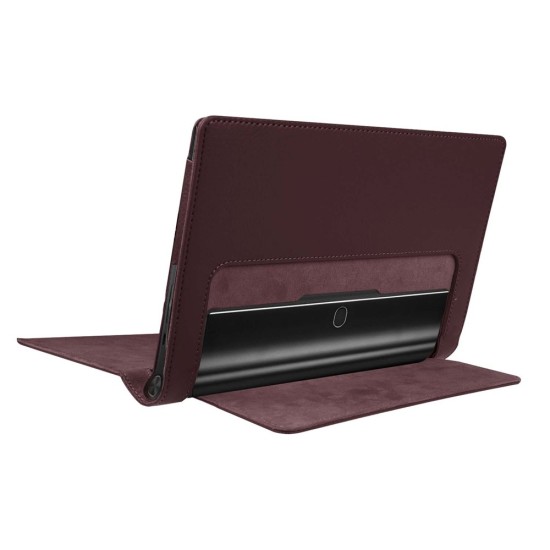 Litchi Texture PU Leather Tablet Case for Lenovo Yoga Tab 3 8.0 YT3-850F / YT3-850L - Brown - sāniski atverams maciņš ar stendu (ādas maks, grāmatiņa, leather book wallet case cover stand)