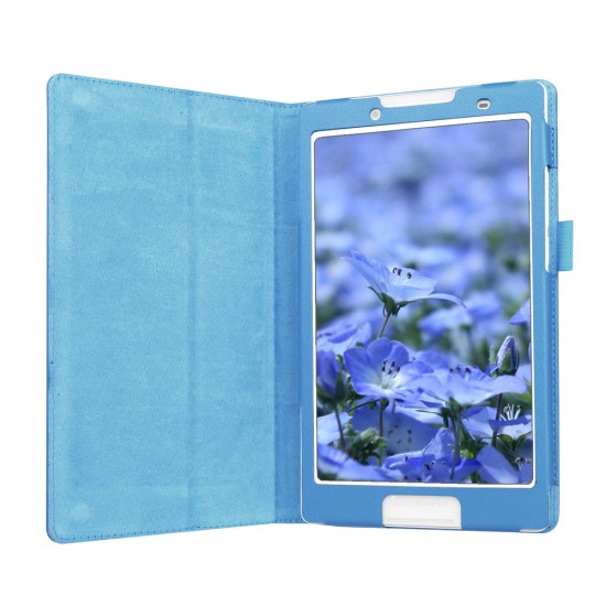 Litchi Grain Protective Leather Case for Lenovo Tab 2 A8-50 / Tab 3 A8-50 / TB3-850M - Light Blue - sāniski atverams maciņš ar stendu (ādas maks, grāmatiņa, leather book wallet case cover stand)