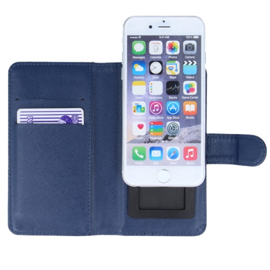 GreenGo Universal Smart Up book case priekš telefoniem ar ekrānu izmēru 5.5 inch - Tumši Zils - universāls sāniski atverams maciņš ar stendu (ādas maks, grāmatiņa, leather book wallet cover stand)
