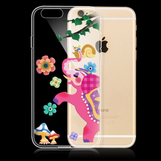 PEPKOO Chic Relief Crystal TPU Cover priekš Apple iPhone 6 Plus / 6S Plus 5.5-inch - Cute Elephant - silikona apvalks (bampers, vāciņš, slim TPU silicone case cover, bumper)