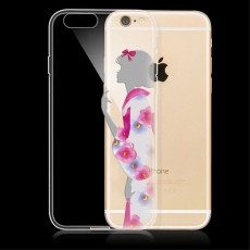PEPKOO Chic Relief Crystal TPU Cover priekš Apple iPhone 6 Plus / 6S Plus 5.5-inch - Rose Kimono Girl - silikona apvalks (bampers, vāciņš, slim TPU silicone case cover, bumper)