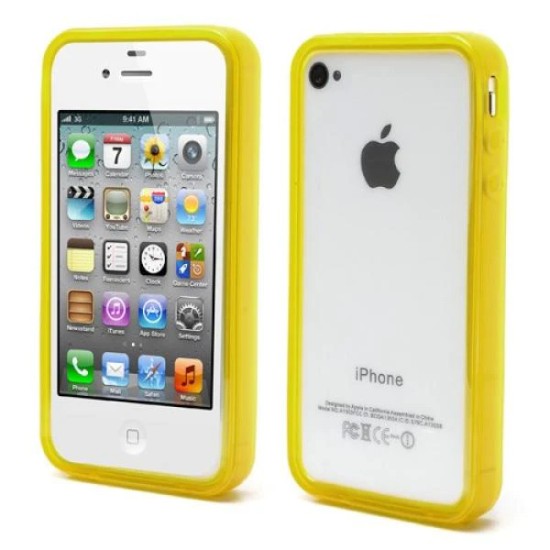Dzeltens priekš iPhone 4 4S Flexible TPU Translucent Bumper Cover