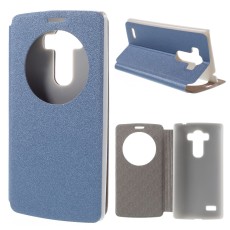 Sand-like Texture Leather Stand Case for LG G4 Beat / G4S H735 Window View - Blue - sāniski atverams maciņš ar lodziņu un stendu (ādas maks, grāmatiņa, leather book wallet case cover stand)