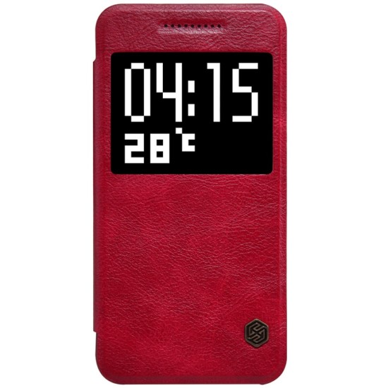 NILLKIN Qin Series Smart View Leather Case Cover for HTC One A9 - Red - sāniski atverams maciņš ar lodziņu (ādas maks, grāmatiņa, leather book wallet case cover)