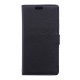 Litchi Skin Leather Wallet Case for Microsoft Lumia 550 - Black - sāniski atverams maciņš ar stendu (ādas maks, grāmatiņa, leather book wallet case cover stand)