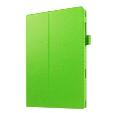 Litchi Skin Leather Stand Case for Samsung Galaxy Tab E 9.6-inch T560 / T561 - Green - sāniski atverams maciņš ar stendu (ādas maks, grāmatiņa, leather book wallet case cover stand)