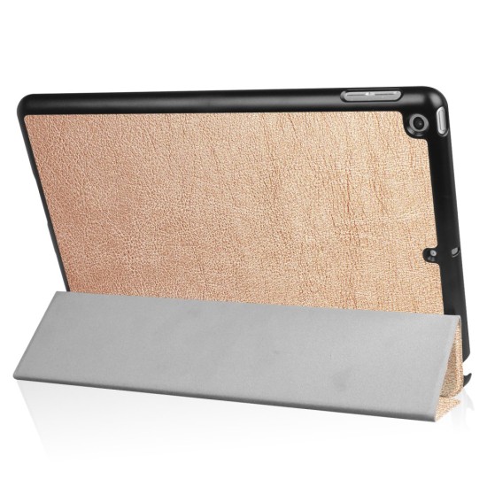 Tri-fold Stand PU Smart Auto Wake/Sleep Leather Case priekš Apple iPad 9.7 2017 / 2018 - Zelts - sāniski atverams maciņš ar stendu