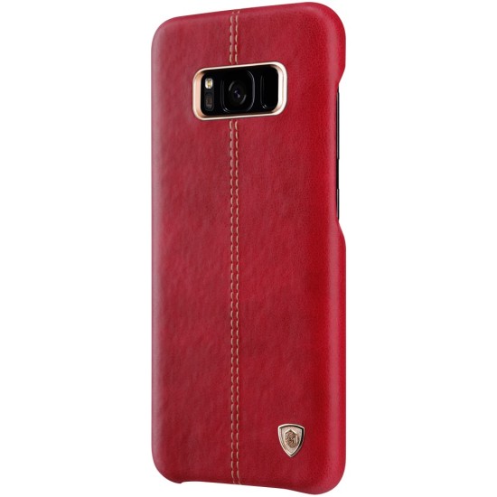 NILLKIN Englon Textured Leather Skin Hard Back Case priekš Samsung Galaxy S8 G950 - Sarkans - ādas aizmugures apvalks (bampers, vāciņš, leather cover, bumper)