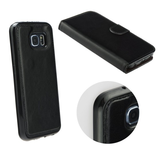 Twin 2in1 priekš LG G6 H870 - Melns - sāniski atverams maciņš ar magnētisku silikona aizmugures apvalku (eko ādas maks, grāmatiņa, leather book case wallet cover)