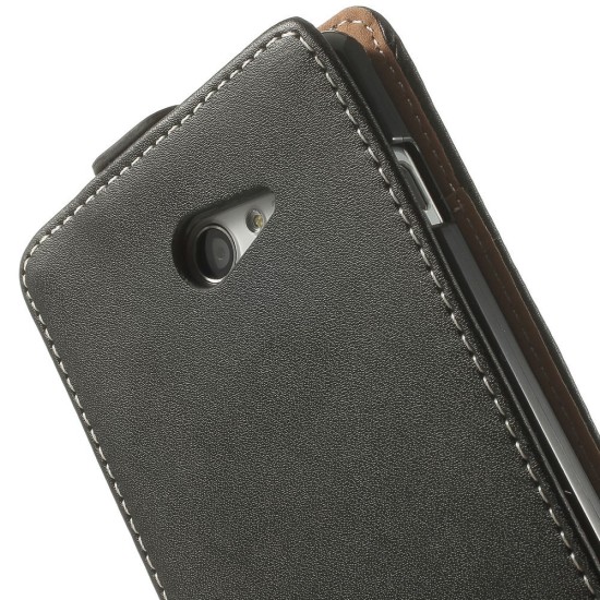 Telone Flexi Microsoft Lumia 435 / 532 - Melns - vertikāli atverams maciņš (ādas telefona maks, leather book vertical flip case cover)