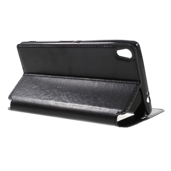 RoarKorea Noble View Sony Xperia XA Ultra F3211 / F3216 - Melns - sāniski atverams maciņš ar stendu un lodziņu (ādas maks, grāmatiņa, leather book wallet case cover stand)