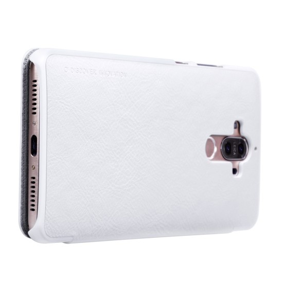 NILLKIN Qin Series Smart View Leather Case Cover priekš Huawei Mate 9 - Balts - sāniski atverams maciņš ar lodziņu (ādas maks, grāmatiņa, leather book wallet case cover)